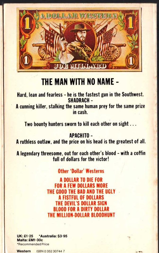 Joe Millard  A COFFIN FULL OF DOLLARS magnified rear book cover image