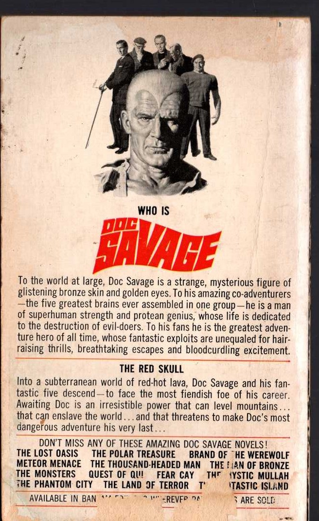 Kenneth Robeson  DOC SAVAGE: THE RED SKULL magnified rear book cover image