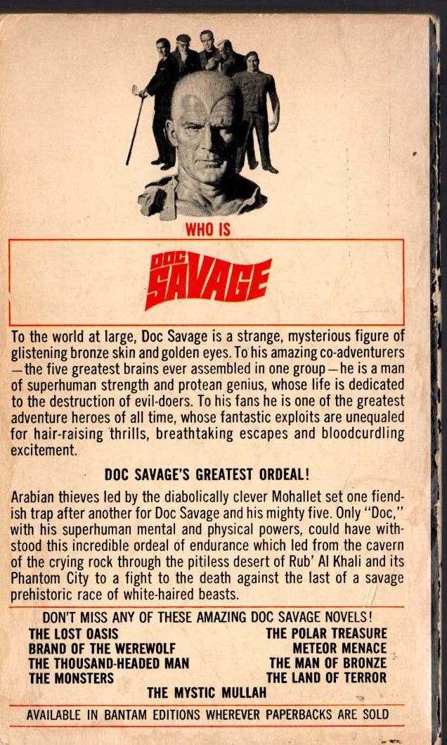 Kenneth Robeson  DOC SAVAGE: THE PHANTOM CITY magnified rear book cover image