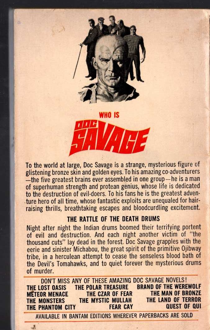 Kenneth Robeson  DOC SAVAGE: THE DEVIL'S PLAYGROUND magnified rear book cover image