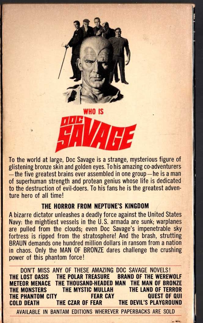 Kenneth Robeson  DOC SAVAGE: THE TERROR IN THE NAVY magnified rear book cover image