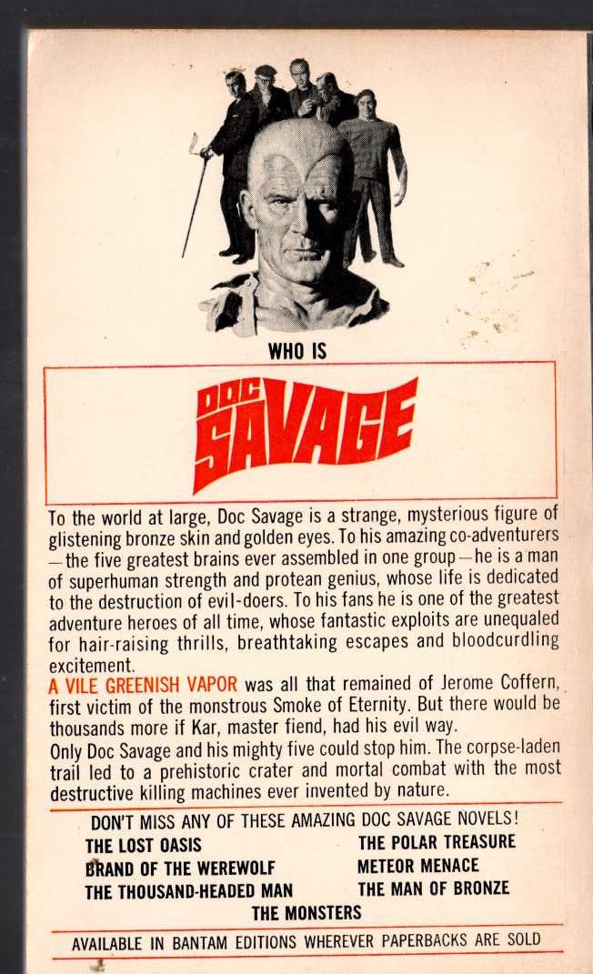 Kenneth Robeson  DOC SAVAGE: THE LAND OF TERROR magnified rear book cover image
