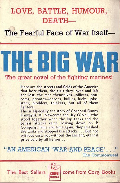 Anton Myrer  THE BIG WAR magnified rear book cover image