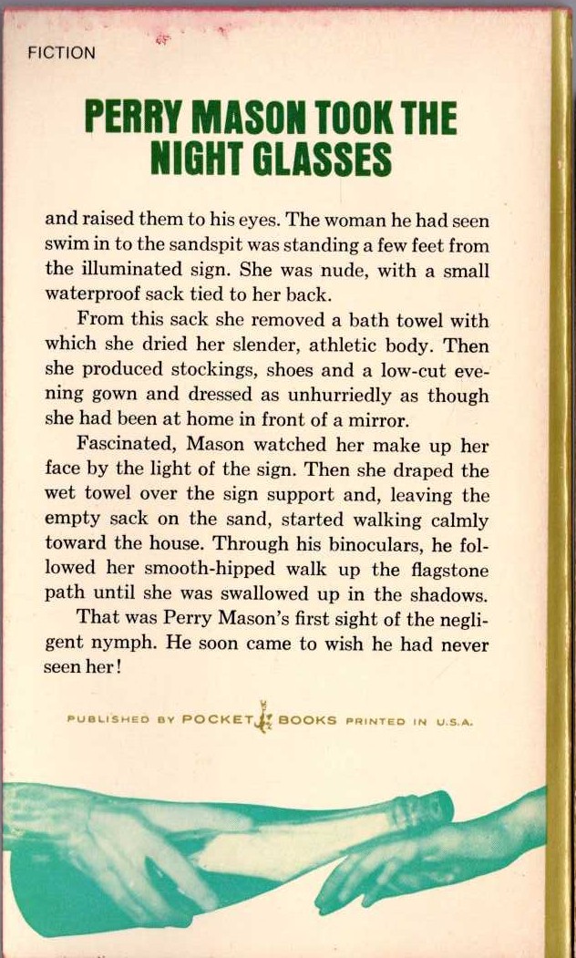 Erle Stanley Gardner  THE CASE OF THE NEGLIGENT NYMPH magnified rear book cover image