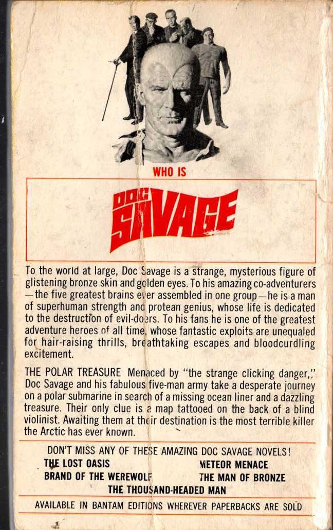 Kenneth Robeson  DOC SAVAGE: THE POLAR TREASURE magnified rear book cover image