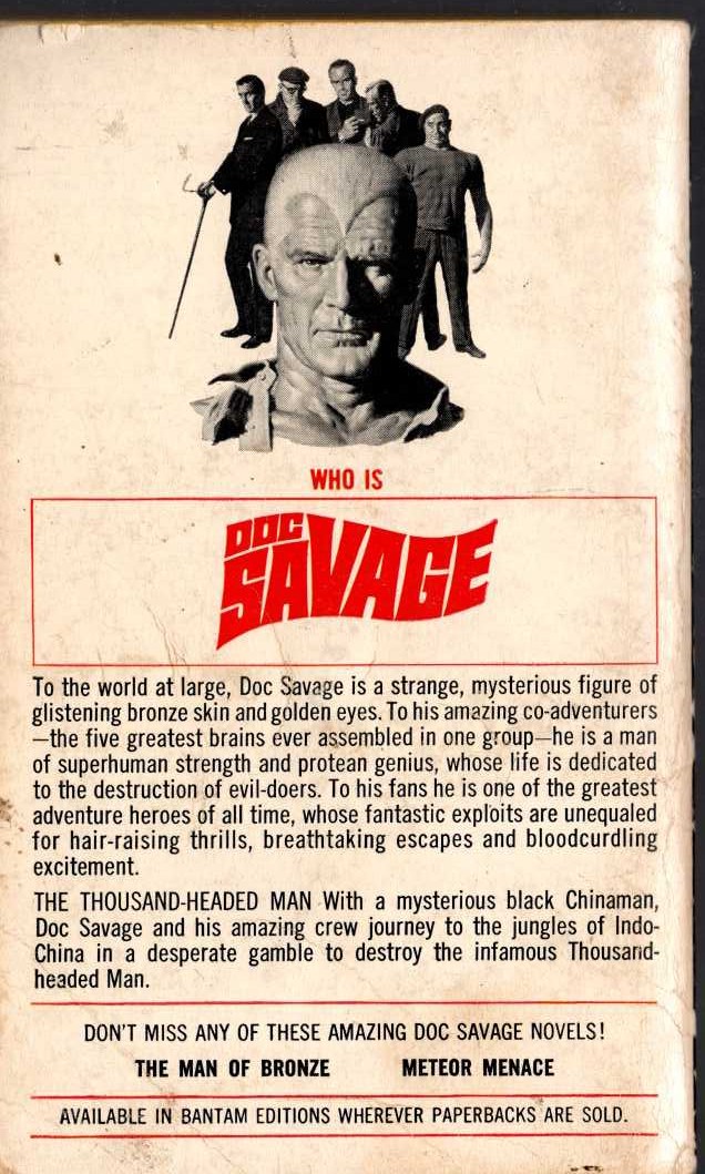 Kenneth Robeson  DOC SAVAGE: THE THOUSAND-HEADED MAN magnified rear book cover image