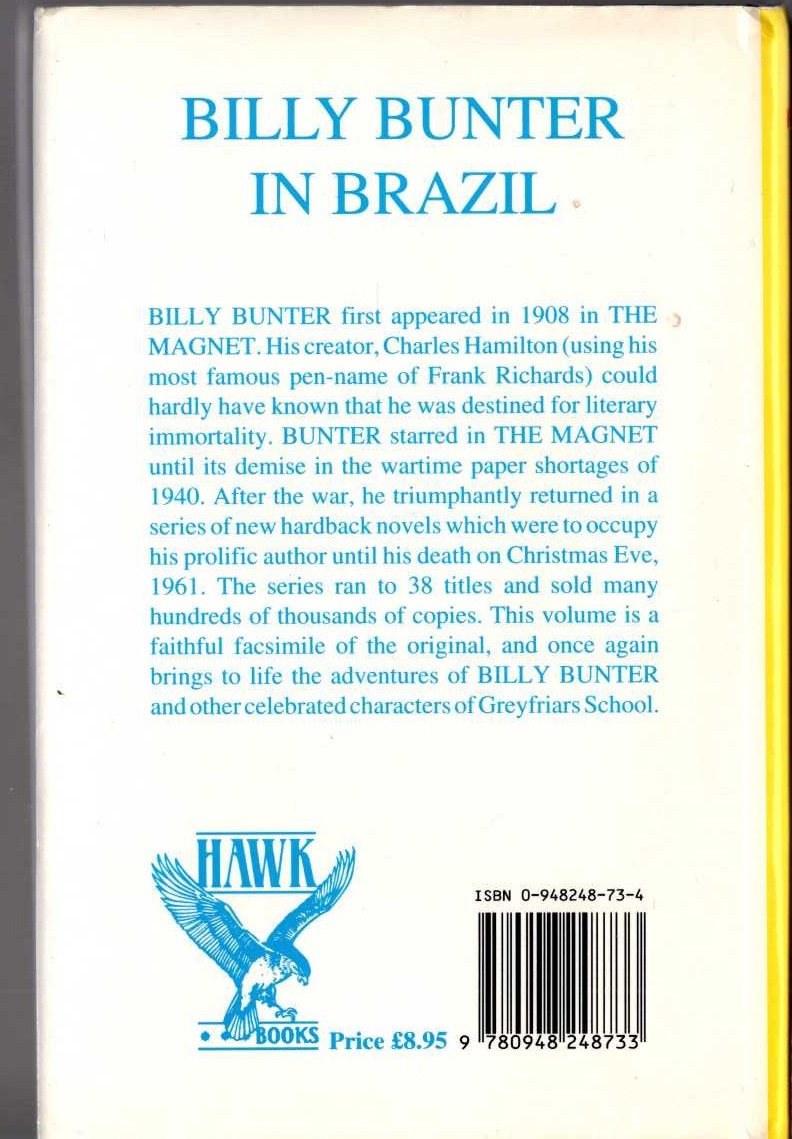 BILLY BUNTER IN BRAZIL magnified rear book cover image
