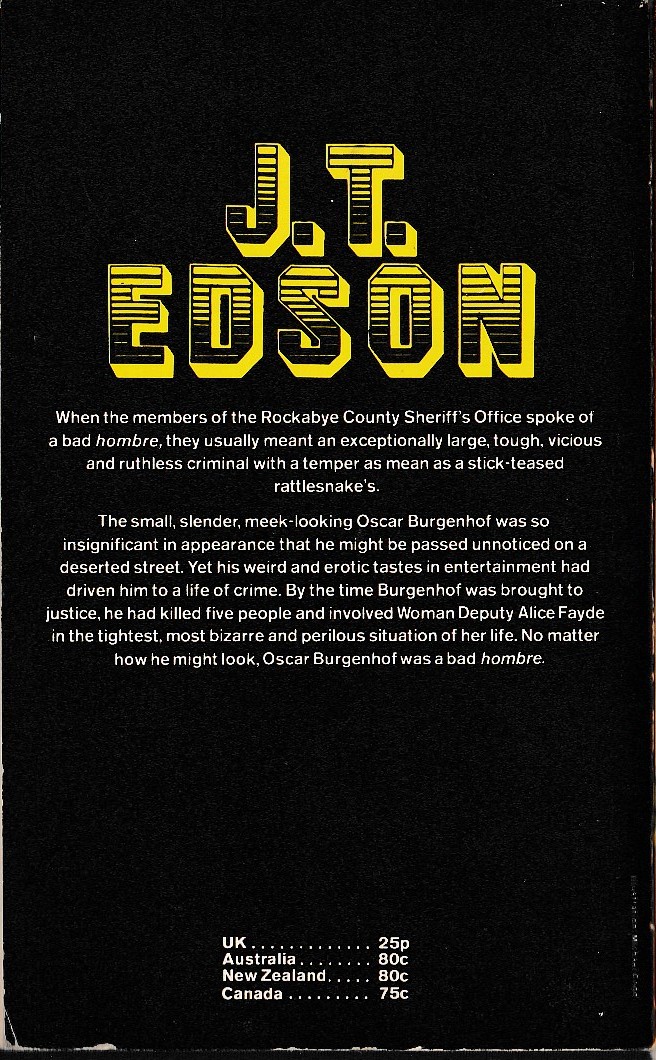 J.T. Edson  BAD HOMBRE magnified rear book cover image
