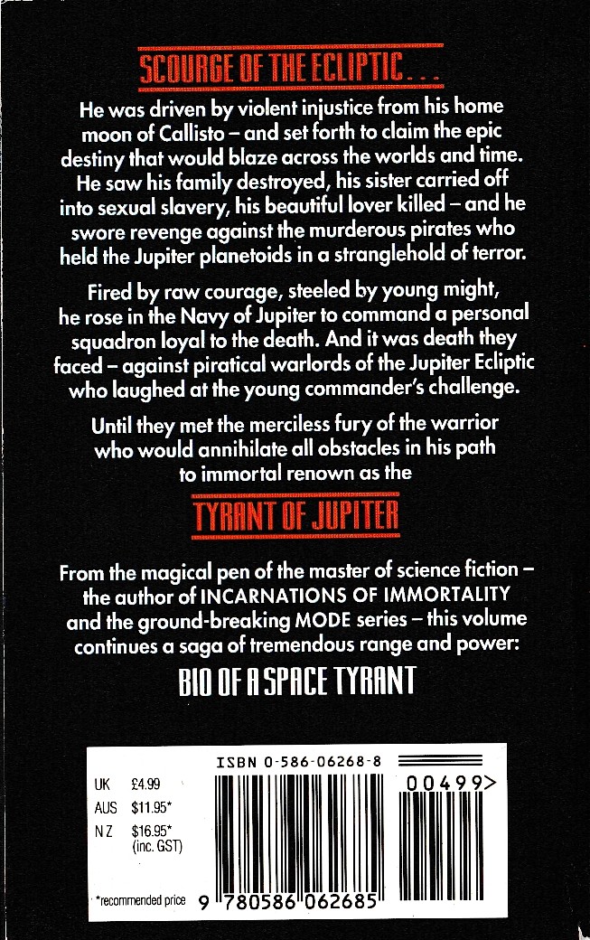 Piers Anthony  BIO OF A SPACE TYRANT 2: MERCENARY magnified rear book cover image
