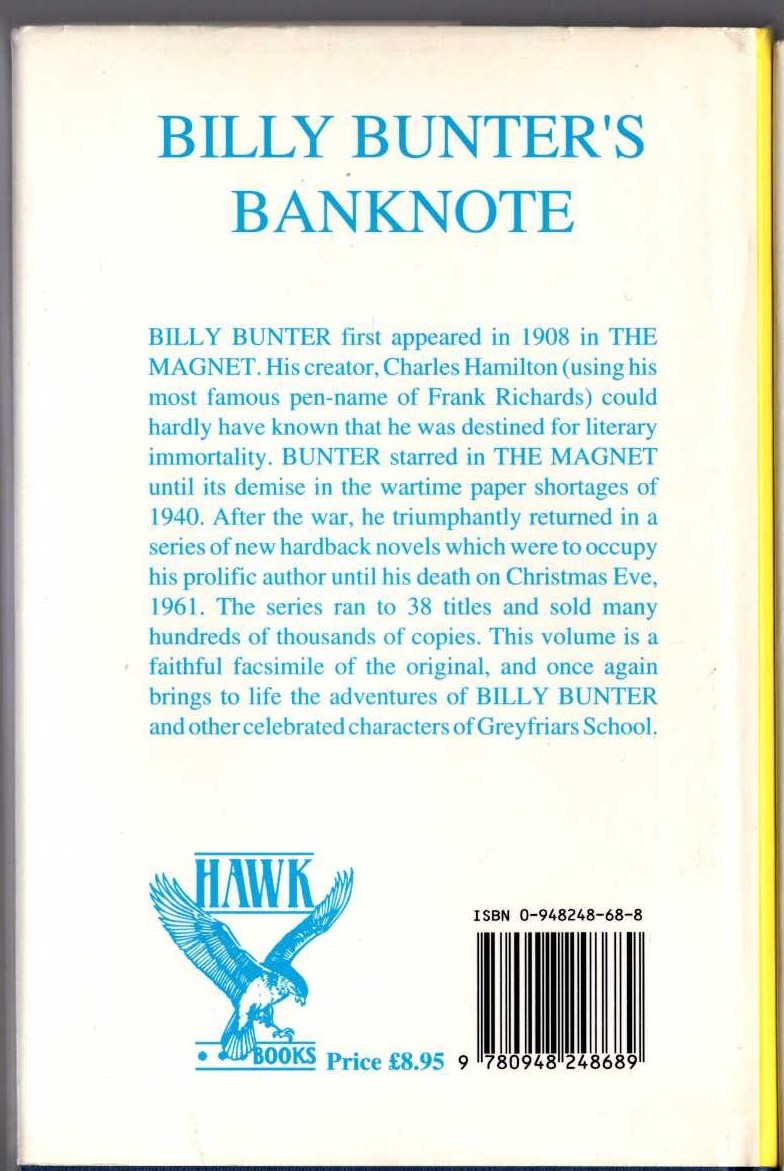 BILLY BUNTER'S BANKNOTE magnified rear book cover image