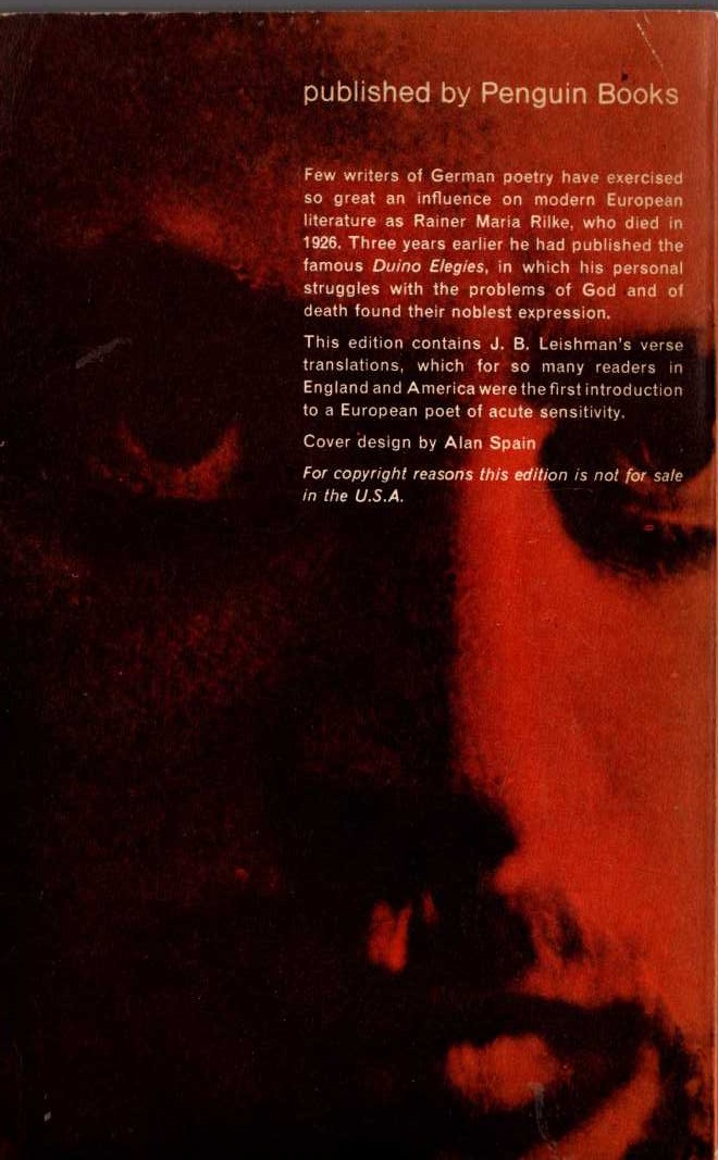 Rainer Maria Rilke  RILKE: SELECTED POEMS magnified rear book cover image