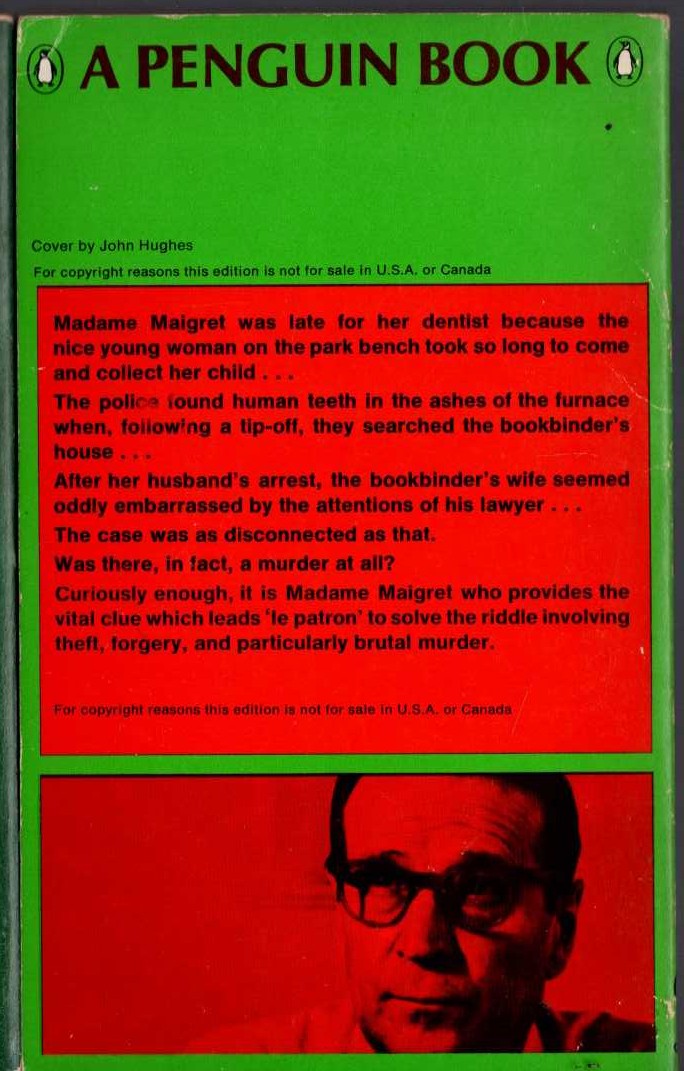 Georges Simenon  MADAME MAIGRET'S FRIEND magnified rear book cover image