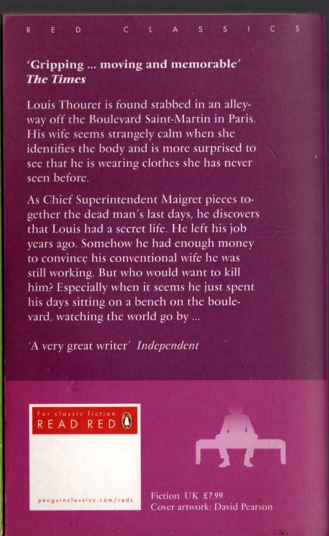Georges Simenon  THE MAN ON THE BOULEVARD magnified rear book cover image