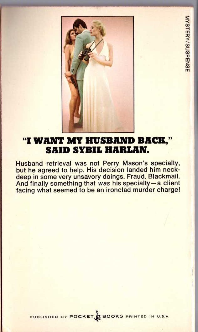 Erle Stanley Gardner  THE CASE OF THE NERVOUS ACCOMPLICE magnified rear book cover image