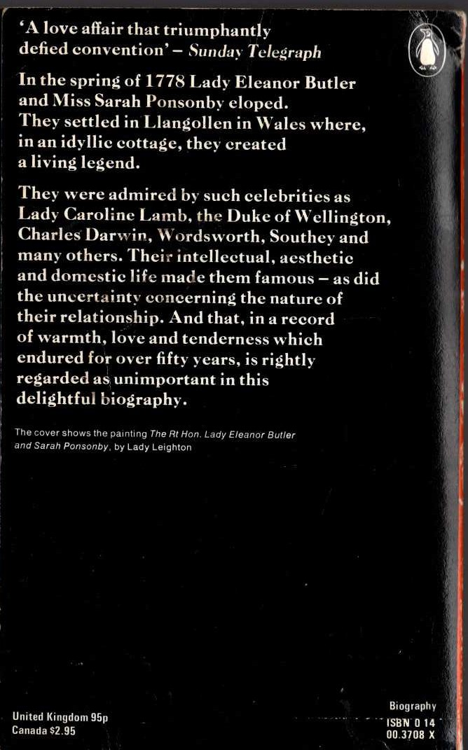 Elizabeth Mavor  THE LADIES OF LLANGOLLEN magnified rear book cover image