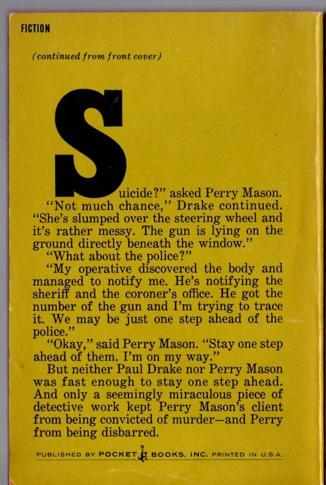 Erle Stanley Gardner  THE CASE OF THE DUBIOUS BRIDEGROOM magnified rear book cover image