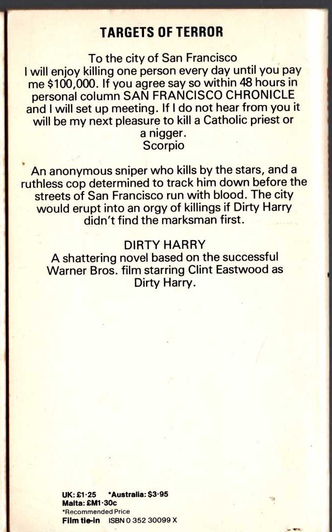 Phillip Rock  DIRTY HARRY magnified rear book cover image