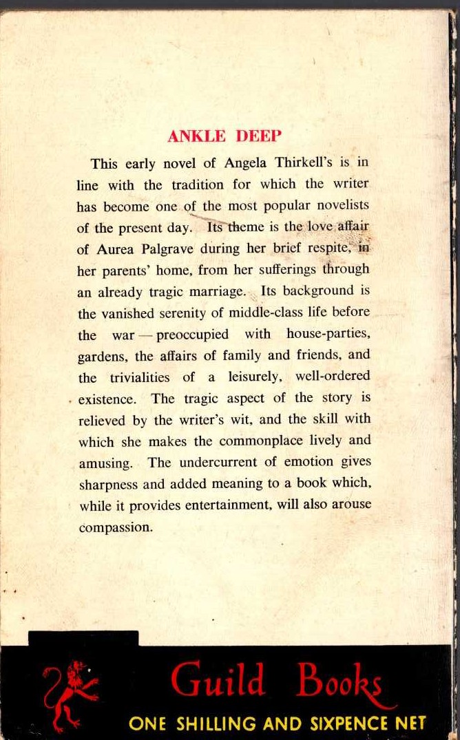 Angela Thirkell  ANKLE DEEP magnified rear book cover image
