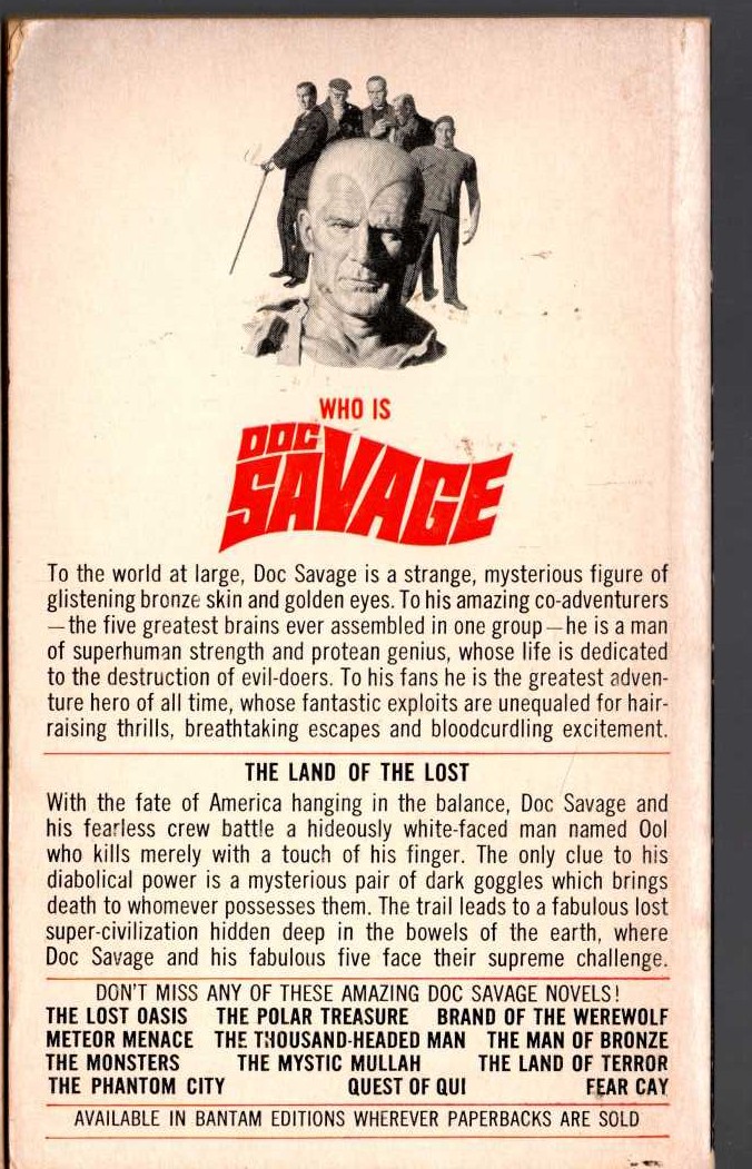 Kenneth Robeson  DOC SAVAGE: LAND OF ALWAYS-NIGHT magnified rear book cover image