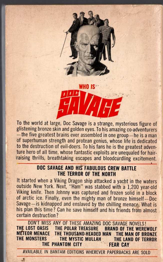 Kenneth Robeson  DOC SAVAGE: QUEST OF QUI magnified rear book cover image