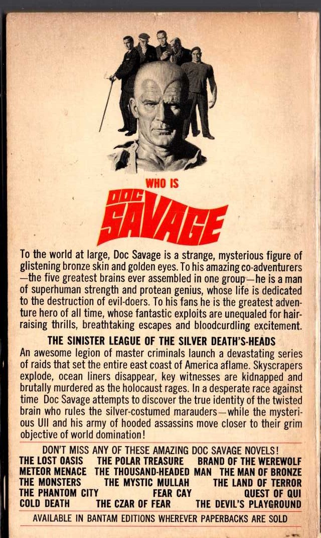 Kenneth Robeson  DOC SAVAGE: DEATH IN SILVER magnified rear book cover image