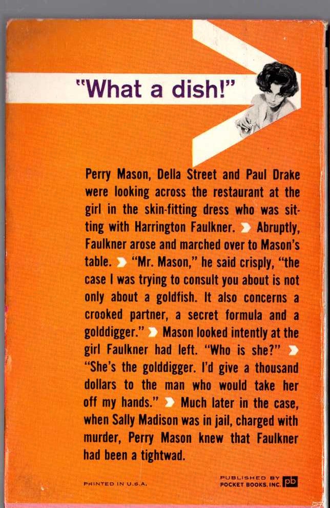 Erle Stanley Gardner  THE CASE OF THE GOLDDIGGER'S PURSE magnified rear book cover image