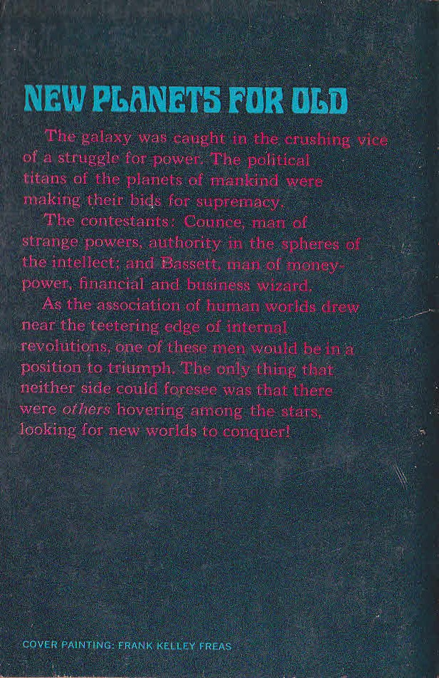 John Brunner  THE WORLD SWAPPERS magnified rear book cover image