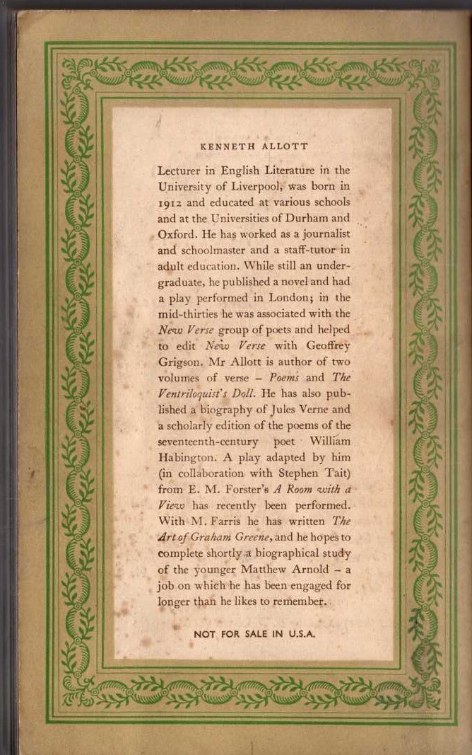 Kenneth Allott (Edits) CONTEMPORARY VERSE magnified rear book cover image