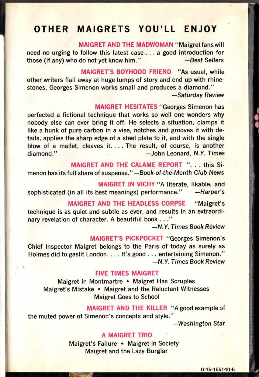 MAIGRET AND THE INFORMER magnified rear book cover image