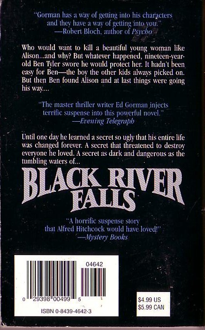 Edward Gorman  BLACK RIVER FALLS magnified rear book cover image