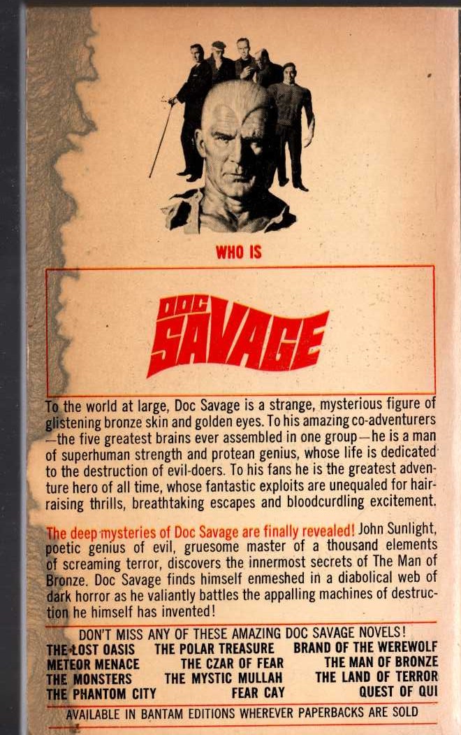 Kenneth Robeson  DOC SAVAGE: FORTRESS OF SOLITUDE magnified rear book cover image