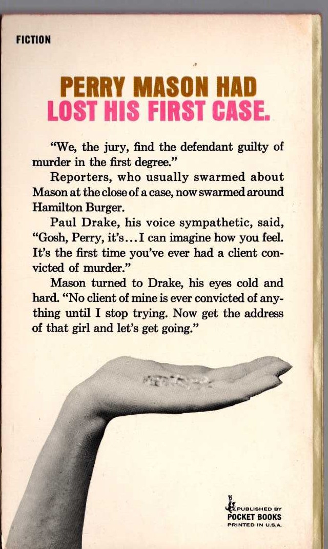 Erle Stanley Gardner  THE CASE OF THE TERRIFIED TYPIST magnified rear book cover image