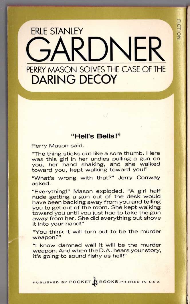 Erle Stanley Gardner  THE CASE OF THE DARING DECOY magnified rear book cover image