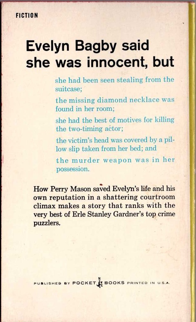 Erle Stanley Gardner  THE CASE OF THE RESTLESS REDHEAD magnified rear book cover image
