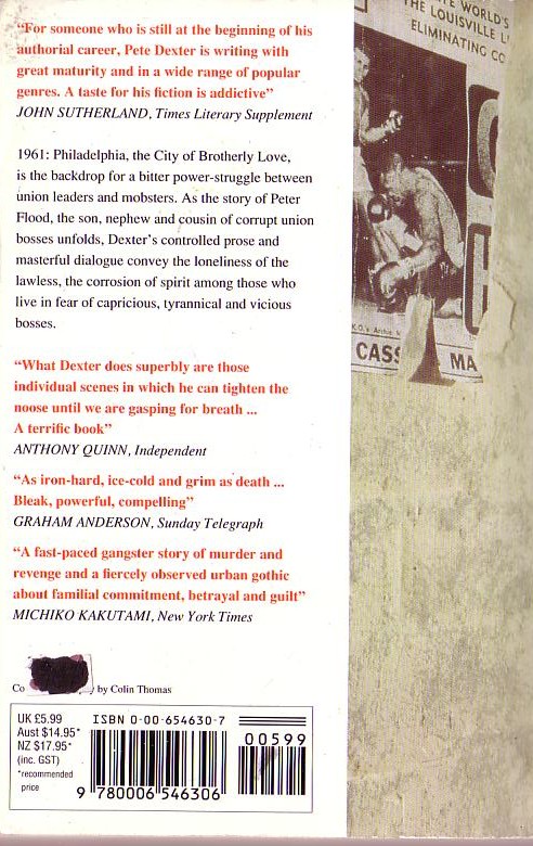 Pete Dexter  BROTHERLY LOVE magnified rear book cover image