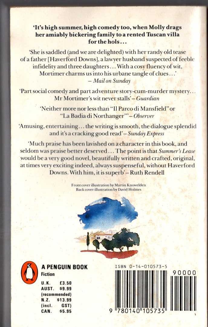 John Mortimer  SUMMER'S LEASE magnified rear book cover image