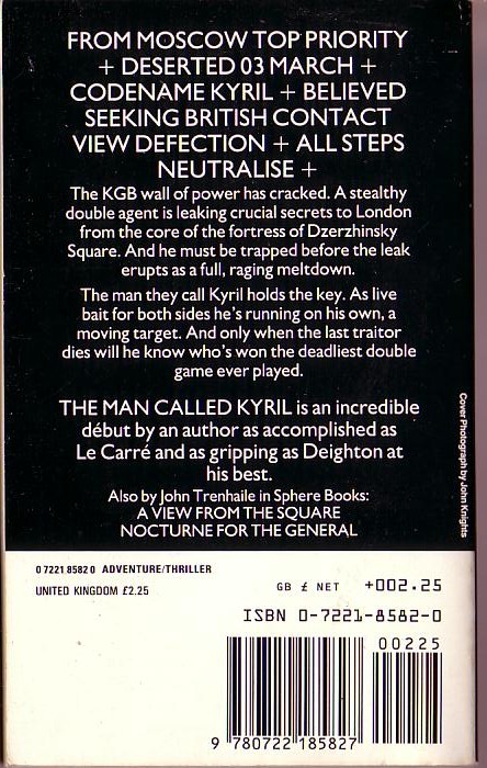 John Trenhaile  THE MAN CALLED KYRIL magnified rear book cover image