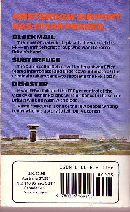 Alistair MacLean  FLOODGATE magnified rear book cover image