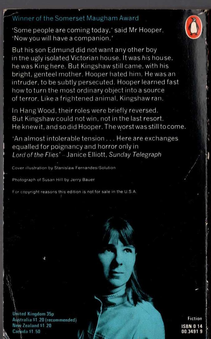 Susan Hill  I'M THE KING OF THE CASTLE magnified rear book cover image