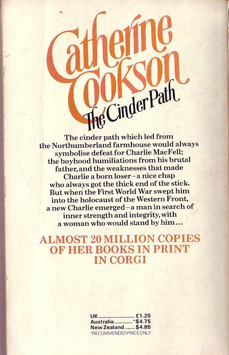 Catherine Cookson  THE CINDER PATH magnified rear book cover image