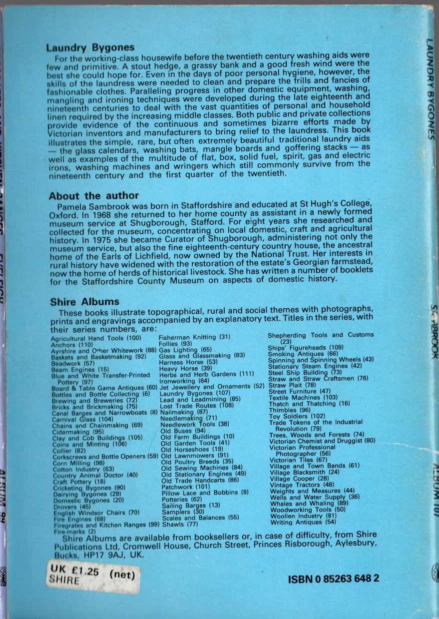Pamela Sambrook  LAUNDRY BYGONES magnified rear book cover image