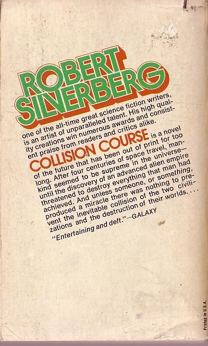 Robert Silverberg  COLLISION COURSE magnified rear book cover image