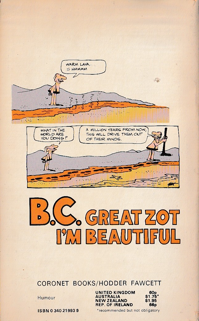Johnny Hart  B.C. GREAT ZOT I'M BEAUTIFUL magnified rear book cover image