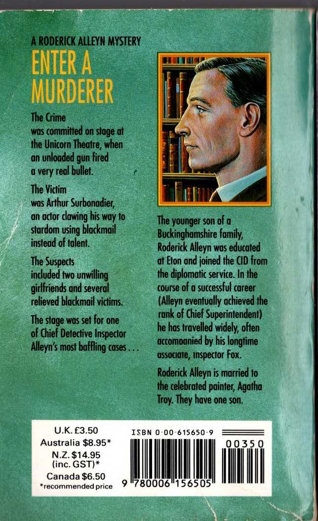 Ngaio Marsh  ENTER A MURDERER magnified rear book cover image