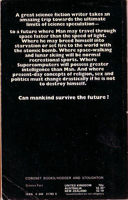 Isaac Asimov (Non-Fiction) TOWARDS TOMORROW magnified rear book cover image