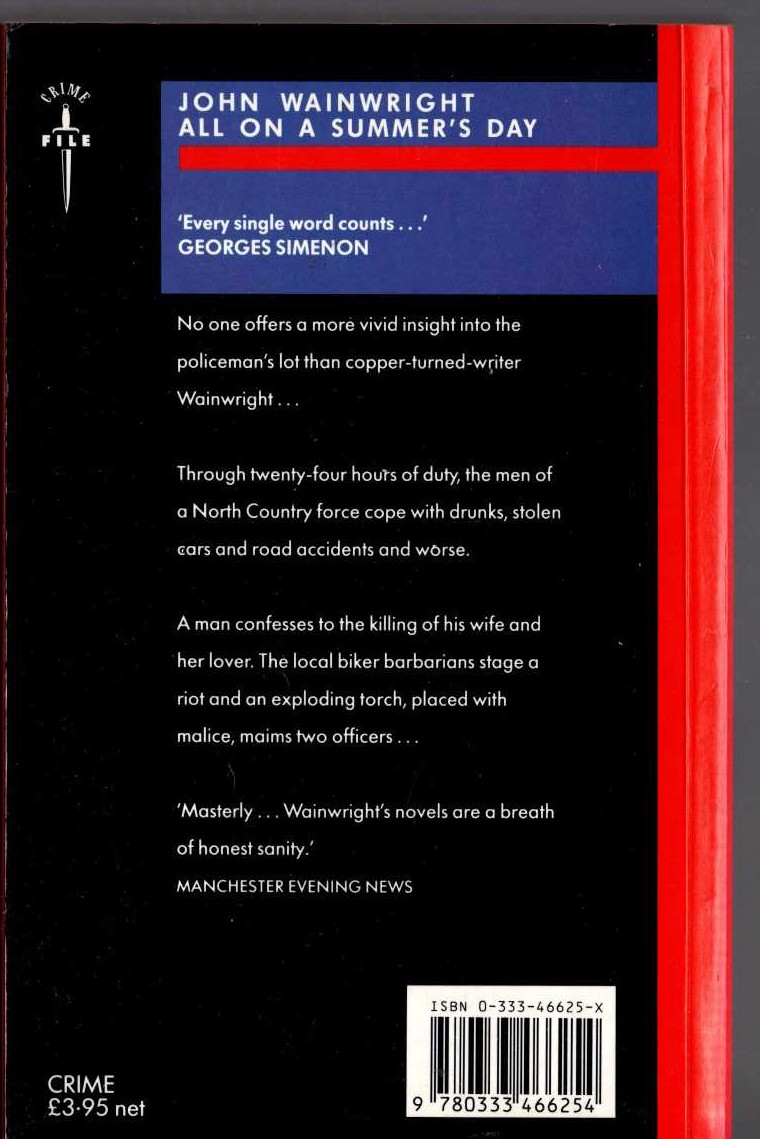 John Wainwright  ALL ON A SUMMER'S DAY magnified rear book cover image
