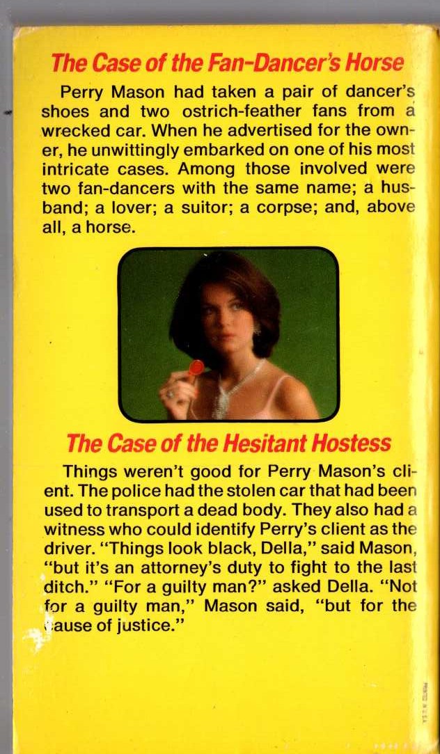 Erle Stanley Gardner  THE CASE OF THE FAN-DANCER'S HORSE and THE CASE OF THE HESISTANT HOSTESS magnified rear book cover image