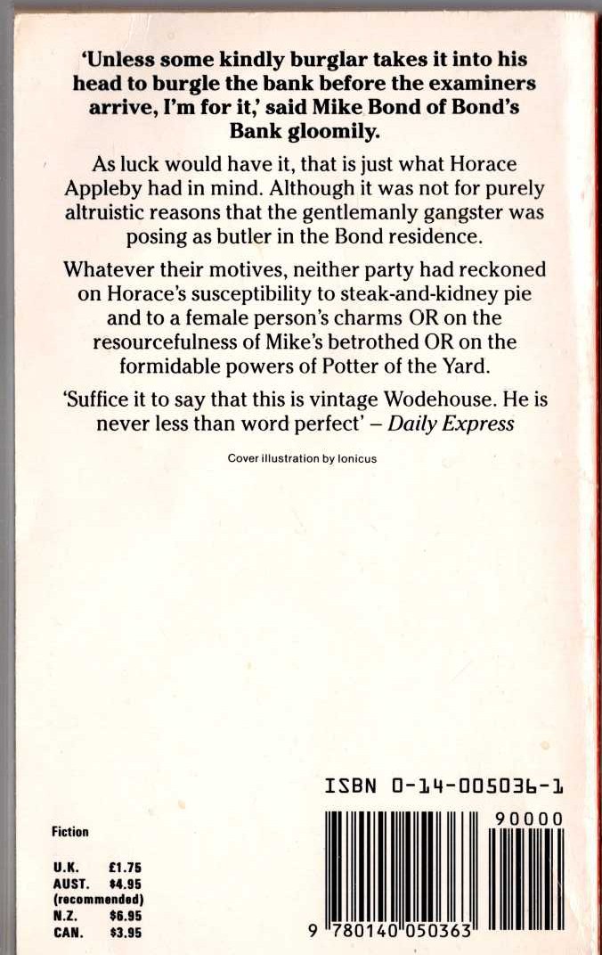 P.G. Wodehouse  DO BUTLERS BURGLE BANKS? magnified rear book cover image