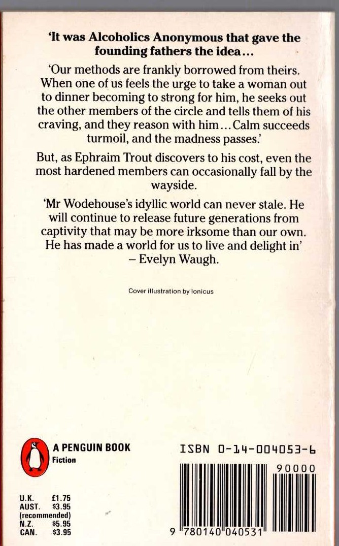 P.G. Wodehouse  BACHELORS ANONYMOUS magnified rear book cover image