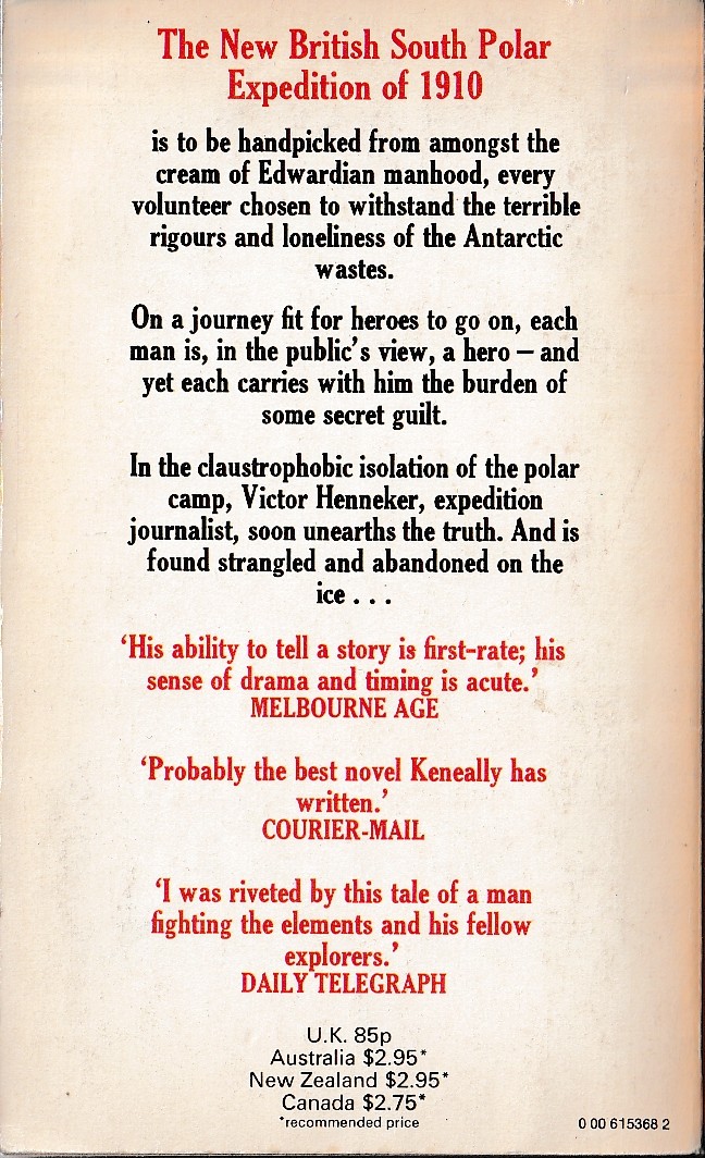 Thomas Keneally  A VICTIM OF THE AURORA magnified rear book cover image